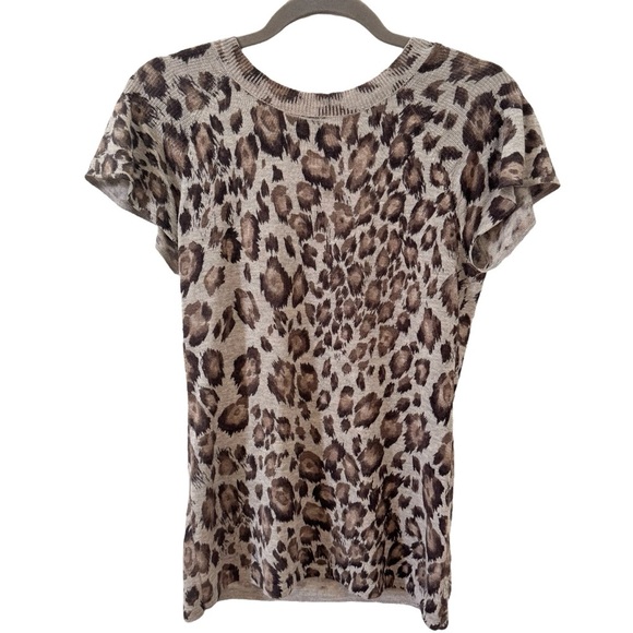 Rebecca Taylor Silk Cashmere Leopard Animal Print Flutter Sleeve Blouse Size S - Picture 1 of 8